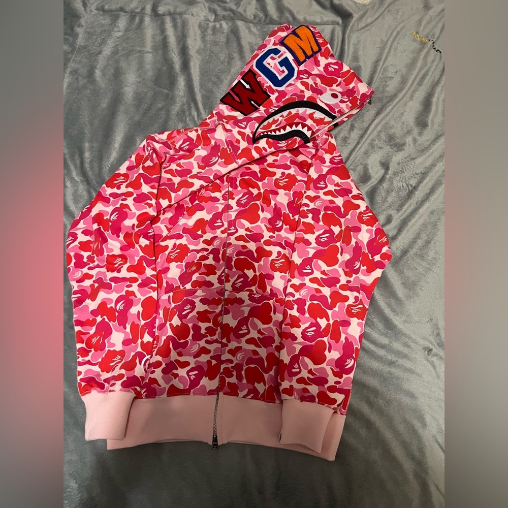 Bape full zip up pink camp